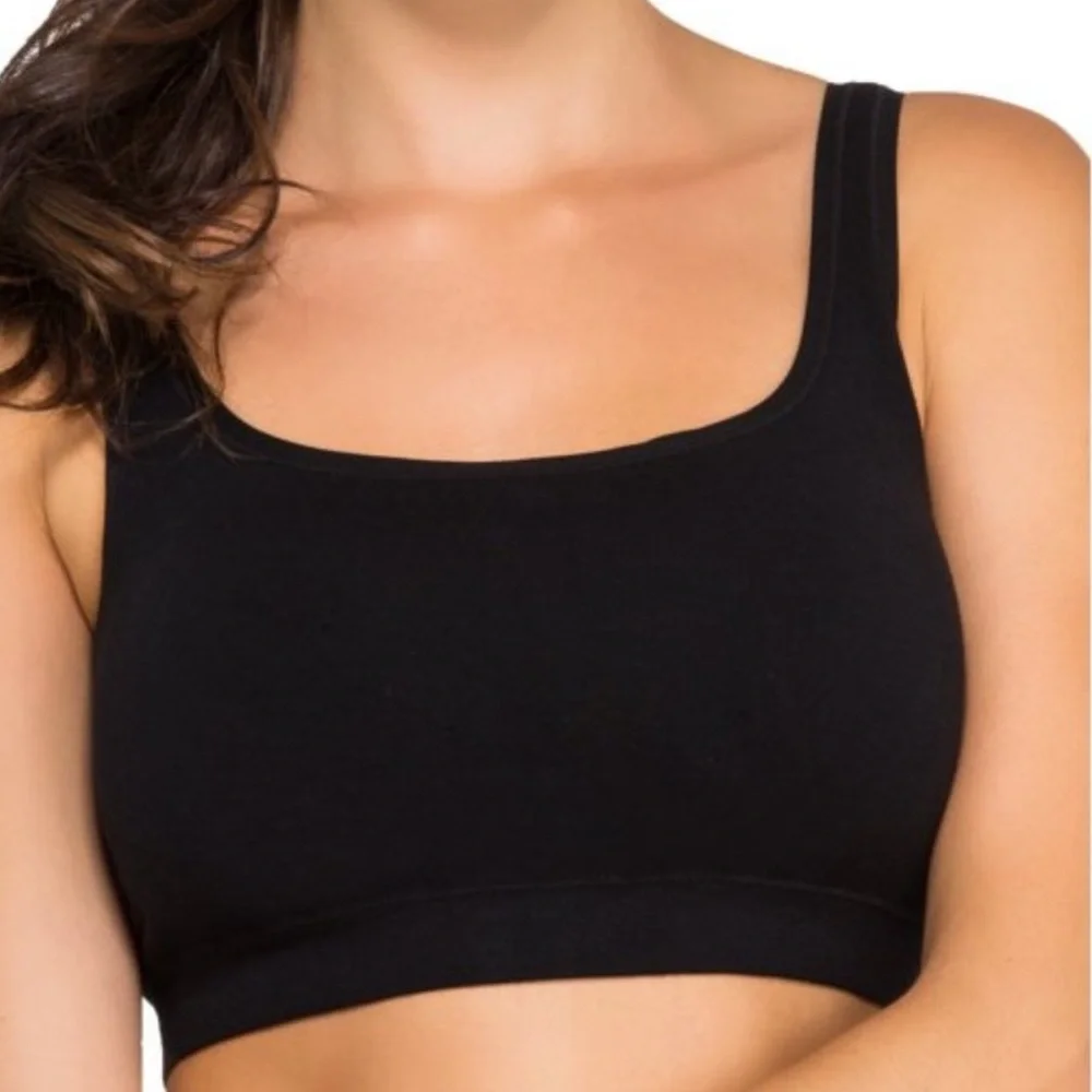 Yummie Bralette Tanya Black Scoop Seamless Bra With Removable Cups 1X/2X